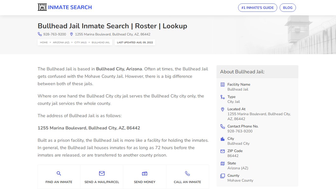 Bullhead Jail Inmate Search | Roster | Lookup