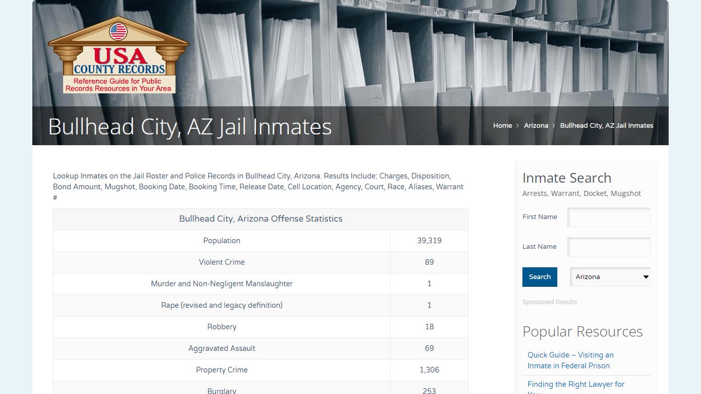 Bullhead City, AZ Jail Inmates | Name Search